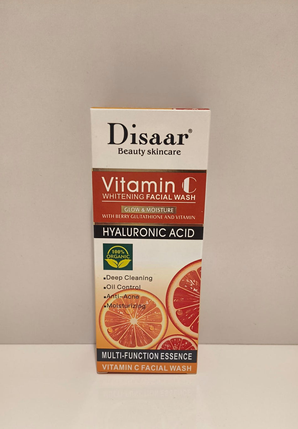 Disaar Vitamin C Whitening Facial Wash with Hyaluronic Acid & Berry Glutathione – Glow & Moisture Cleanser