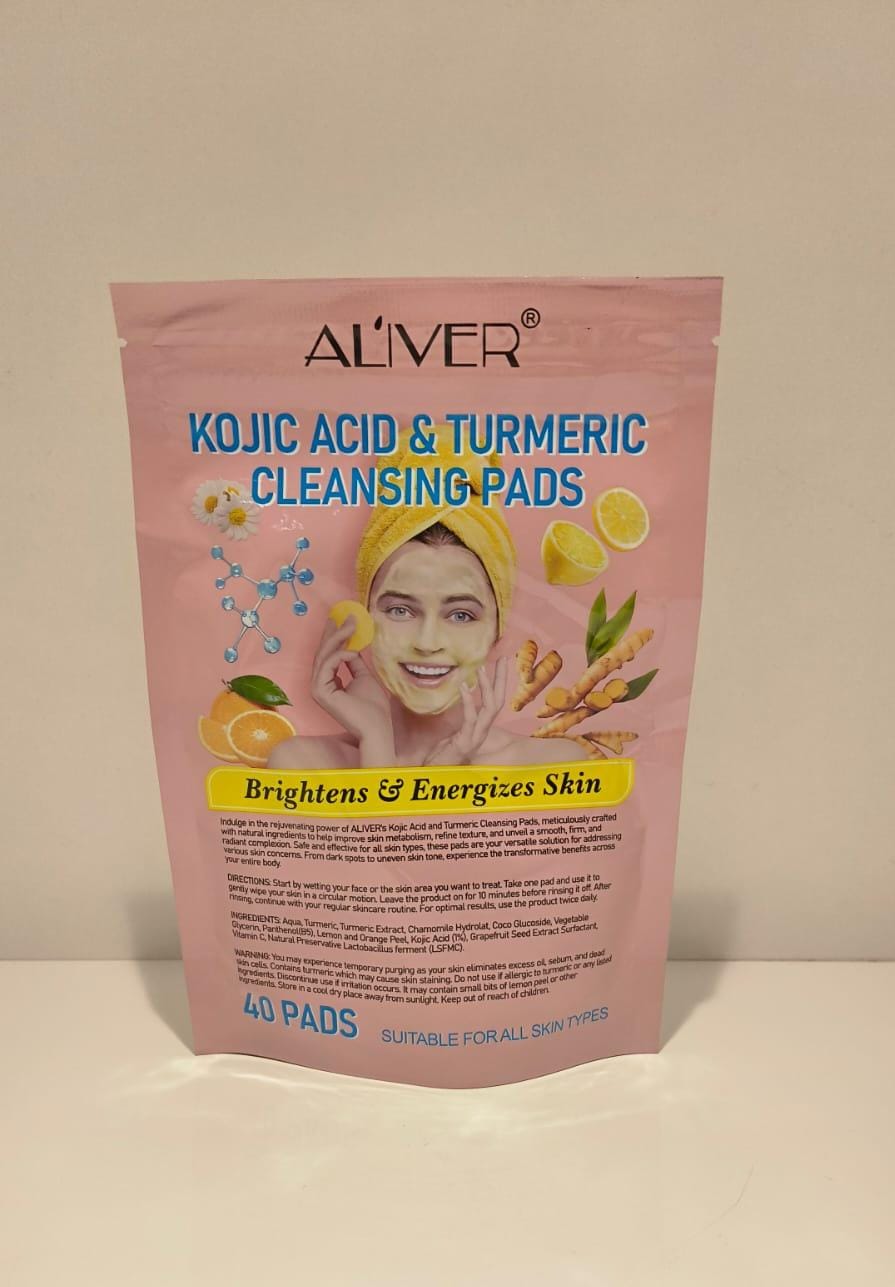 AL'IVER Kojic Acid & Turmeric Cleansing Pads for Dark Spots & Brightening (40 Pads)
