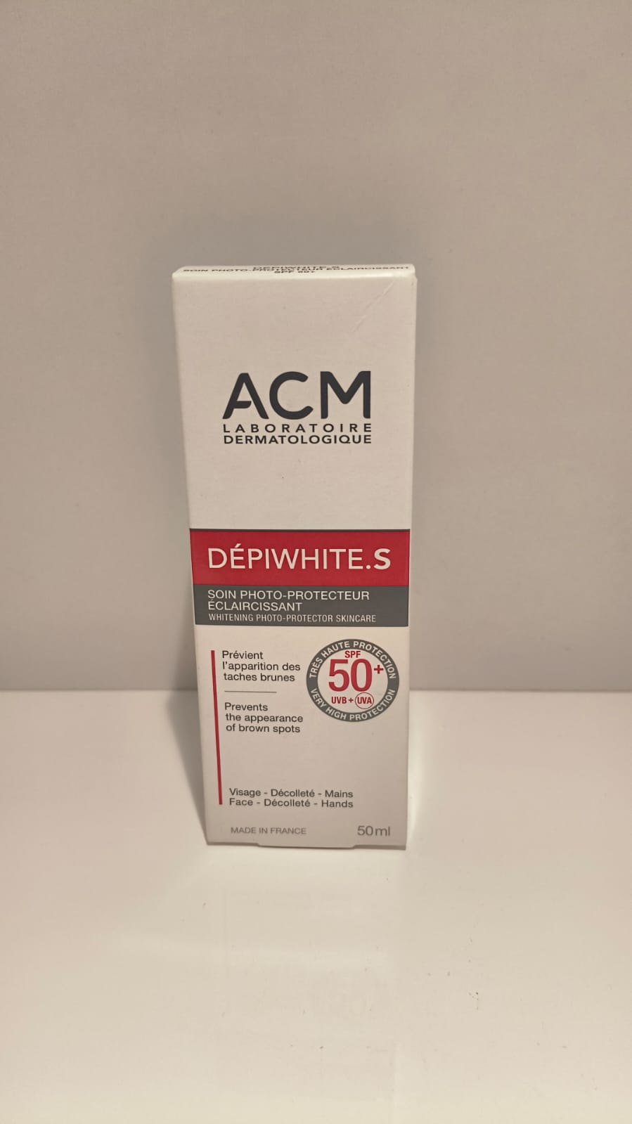 ACM Dépiwhite.S Whitening Photo-Protector Skincare SPF 50+ - Anti-Brown Spot Sunscreen Cream for Face, Décolleté & Hands (50ml)