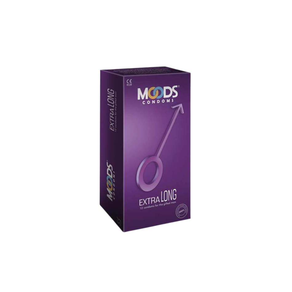 Moods Extra Long Condoms, 12 Pieces, Extra Long