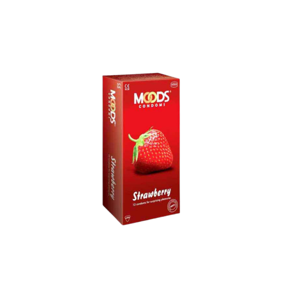 Moods Strawberry Condoms, 12 Pieces