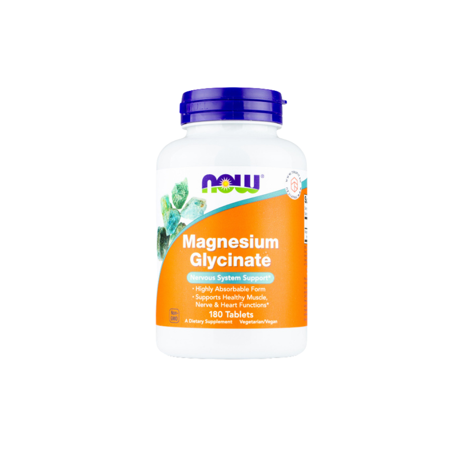 Now Foods Magnesium Glycinate Highly Absorbable Tablets, 180 Tablets